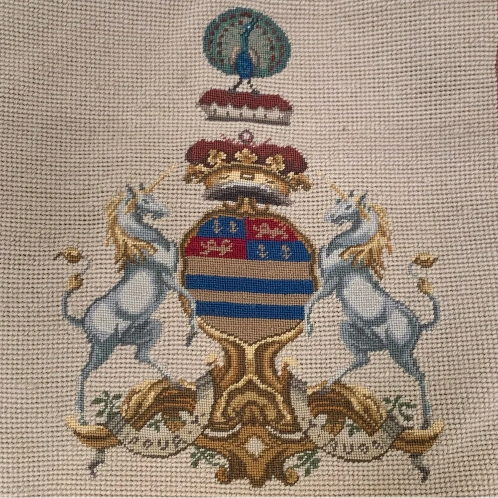 Wool Duke of Rutland Needlepoint Pillow 13” x 14”